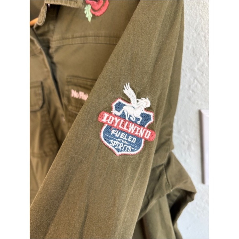 Idyllwind Western Boho Military Shirt Jacket Patches Embroidery Pockets - Picture 9 of 14